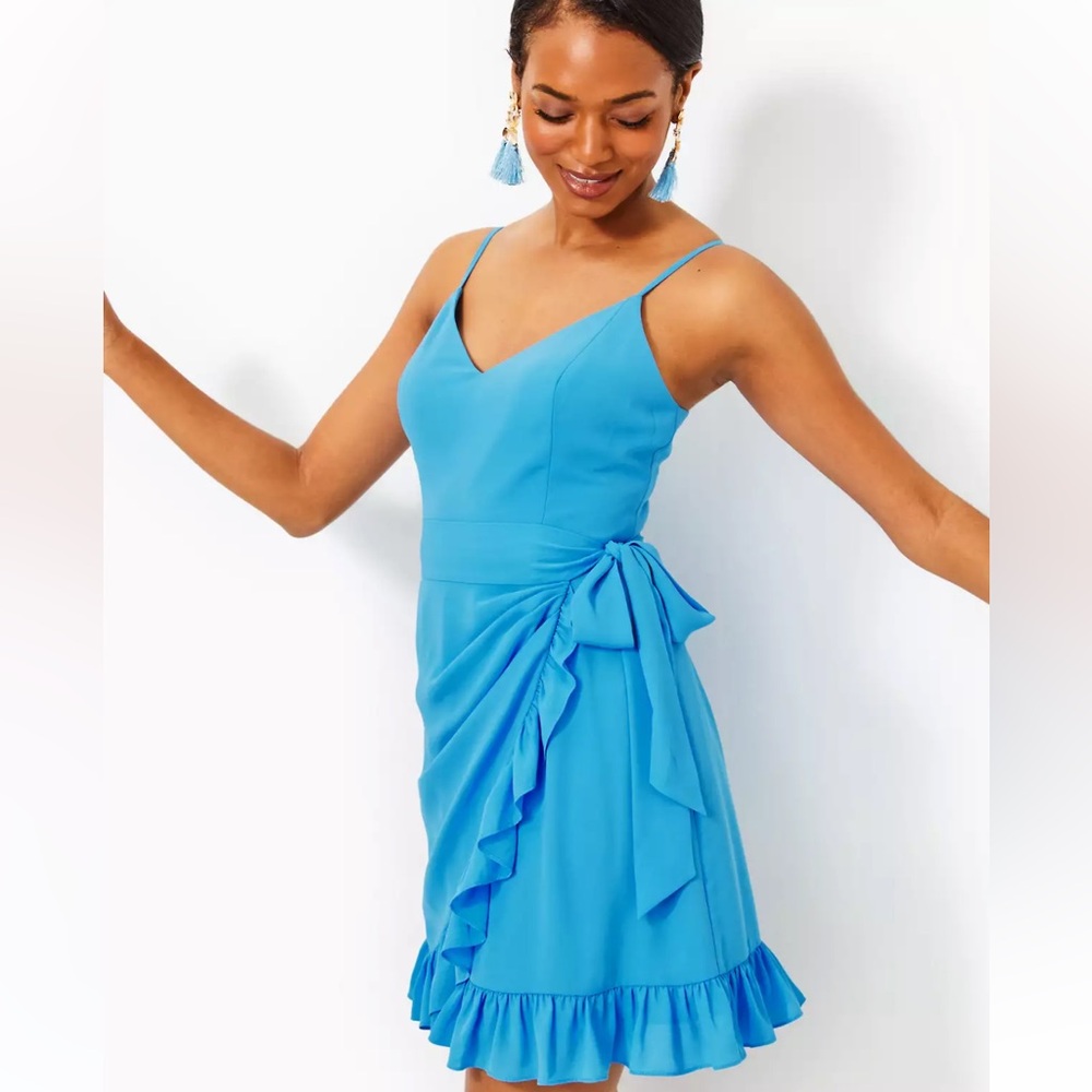 Alisa Wrap Dress - Lunar Blue - size 6